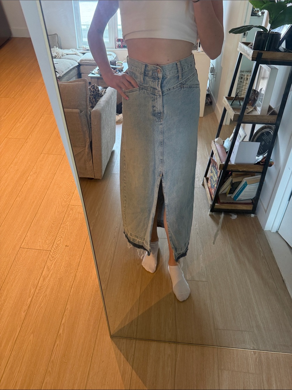 Mango Light Wash Straight-Leg Jeans in Pale Blue